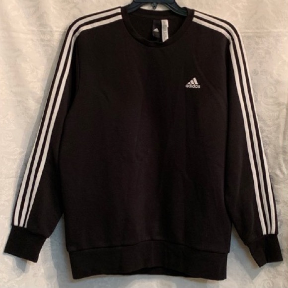 adidas three stripe crew neck sweatshirt